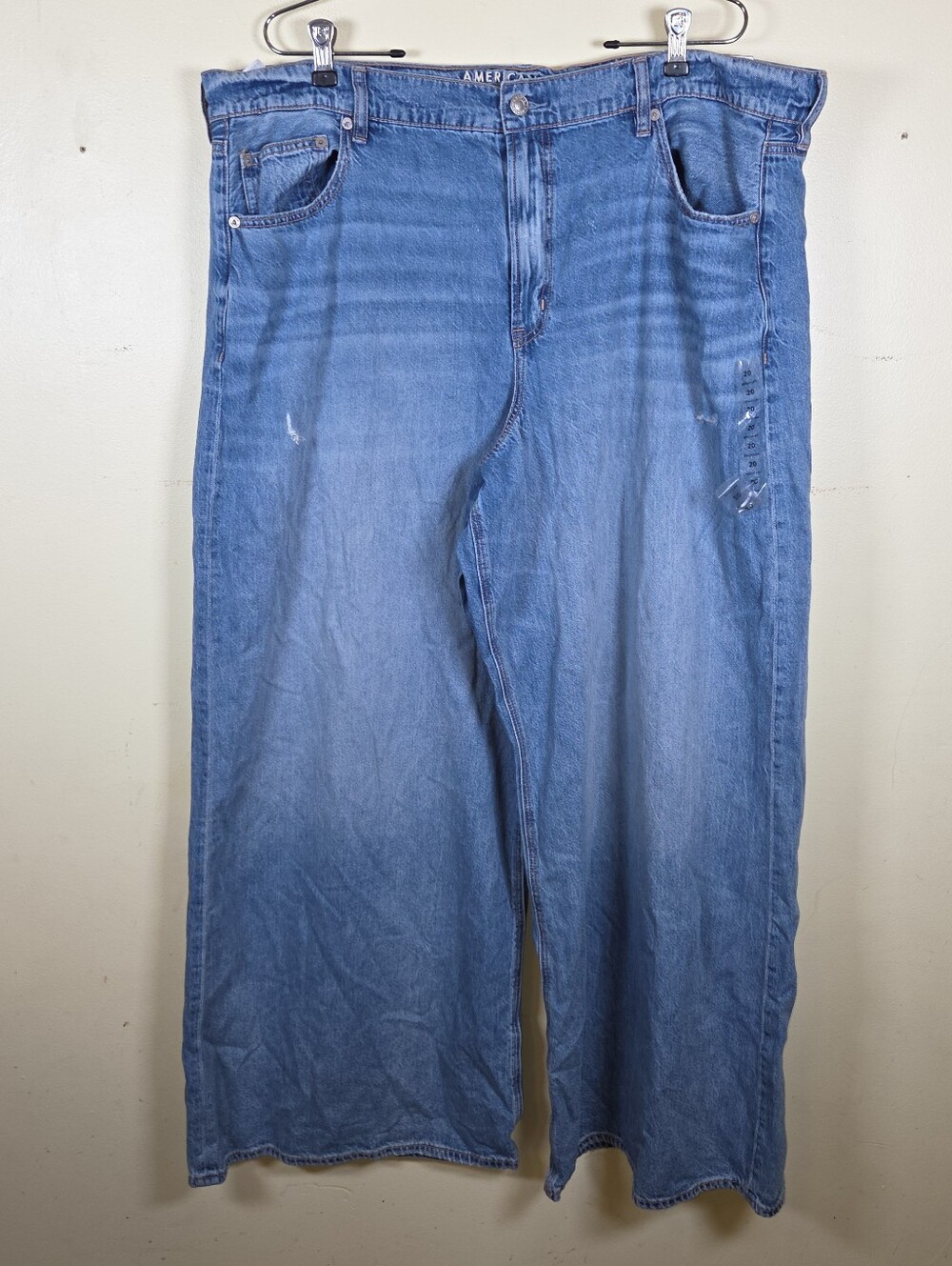 American Eagle Dreamy Drape Wide-Leg Baggy High Rise Jeans Blue 20 Regular